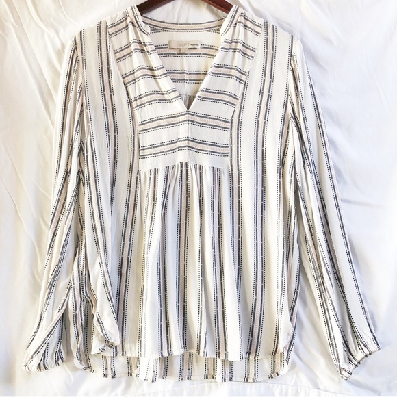 LOFT | MEDIUM MULTI-COLORED STRIPED BLOUSE - Picture 3 of 7